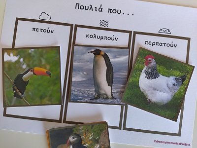 Δραστηριότητα πουλιά που πετούν, κολυμπούν, περπατούν