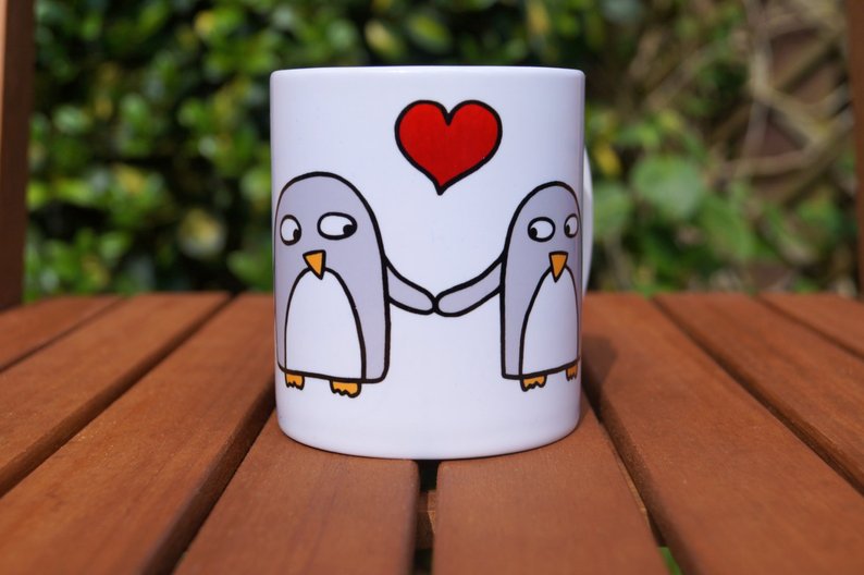 Κούπα καφέ με πιγκουίνους - δώρο επετείου